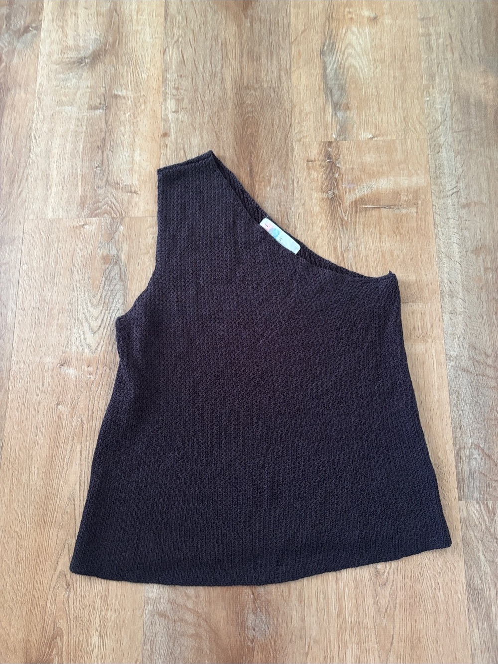Free people beach One-Shoulder Knit Tank Top in Dark Brown XL